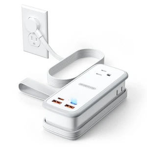 100W GAN Ultra Travel Power Strip, 7-in-1 USB C Charging Station with 3 Outlets 4 USB (2 Fast Charge)& 5ft Extension Cord, Compact Desktop Charger for MacBook, iPhone, Cruise, Office, White 100W GAN Ultra Travel Power Strip, 7-in-1 USB C Charging Station with 3 Outlets 4 USB (2 Fast Charge)& 5ft Extension Cord, Compact Desktop Charger for MacBook, iPhone, Cruise, Office, White
