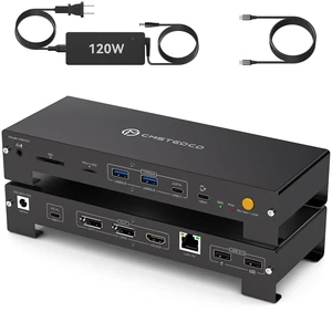 USB C Docking Station 3 Monitors Triple 4K@60Hz Display with 120W Power Supply 15 in 1 Laptop Dock Dual Display Port for Multiple Monitors with USB 3.2 SD/Micro SD Solt 1G Ethernet PD 100W USB C Docking Station 3 Monitors Triple 4K@60Hz Display with 120W Power Supply 15 in 1 Laptop Dock Dual Display Port for Multiple Monitors with USB 3.2 SD/Micro SD Solt 1G Ethernet PD 100W