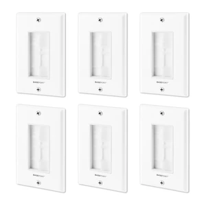 TRADESAFE Brush Wall Plate Cable Pass Through, Hide Wires In Wall, 6 pack For In-Wall Cable Management, White Single Gang Brush Plate with Low Voltage Mounting Bracket, ETL-Listed TRADESAFE Brush Wall Plate Cable Pass Through, Hide Wires In Wall, 6 pack For In-Wall Cable Management, White Single Gang Brush Plate with Low Voltage Mounting Bracket, ETL-Listed