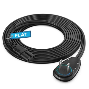 TV Power Cord 8 Ft, 2-Prong IEC C7, Black, 360 Rotating Flat Plug, UL Works with gaming consoles, speakers, printers, and all IEC C7-compatible electronics TV Power Cord 8 Ft, 2-Prong IEC C7, Black, 360 Rotating Flat Plug, UL Works with gaming consoles, speakers, printers, and all IEC C7-compatible electronics