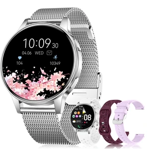 Smart Watch for Women, 1.27" HD Touchscreen Smartwatch with Bluetooth Call & Text Notification, 130+ Sport Modes, IP68 Waterproof Fitness Tracker with Heart Rate/Sleep Monitor, 4 Bands Smart Watch for Women, 1.27" HD Touchscreen Smartwatch with Bluetooth Call & Text Notification, 130+ Sport Modes, IP68 Waterproof Fitness Tracker with Heart Rate/Sleep Monitor, 4 Bands