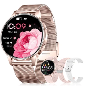 Smart Watch for Women, 1.27" HD Touchscreen Smartwatch with Bluetooth Call & Text Notification, 130+ Sport Modes, IP68 Waterproof Fitness Tracker with Heart Rate/Sleep Monitor, 4 Bands Smart Watch for Women, 1.27" HD Touchscreen Smartwatch with Bluetooth Call & Text Notification, 130+ Sport Modes, IP68 Waterproof Fitness Tracker with Heart Rate/Sleep Monitor, 4 Bands