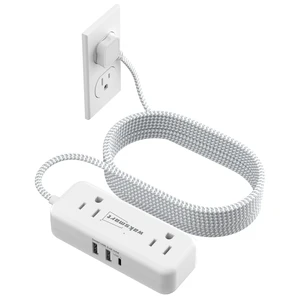 Flat Plug 15 Extension Cord with 4 AC Outlets Braided Extension Cord, 3 USB Ports (5V/3.4A 17W) for Home Office Dorm 10A 1250W Flat Plug 15 Extension Cord with 4 AC Outlets Braided Extension Cord, 3 USB Ports (5V/3.4A 17W) for Home Office Dorm 10A 1250W