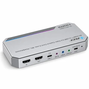4K Capture Card for Streaming USB 3.0 Loop-Out Audio Mixing UVCUAC HDR 4K Capture Card, HDMI to USB Capture Card 8K60 Input, 4K144 Pass-Through, HDMI 2.1, HDCP 2.3, 48Gbps, VC-8KTUSB3 4K Capture Card for Streaming USB 3.0 Loop-Out Audio Mixing UVCUAC HDR 4K Capture Card, HDMI to USB Capture Card 8K60 Input, 4K144 Pass-Through, HDMI 2.1, HDCP 2.3, 48Gbps, VC-8KTUSB3