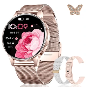 Smart Watch for Women, 1.27" HD Touchscreen Smartwatch with Bluetooth Call & Text Notification, 130+ Sport Modes, IP68 Waterproof Fitness Tracker with Heart Rate/Sleep Monitor, 3 Bands Smart Watch for Women, 1.27" HD Touchscreen Smartwatch with Bluetooth Call & Text Notification, 130+ Sport Modes, IP68 Waterproof Fitness Tracker with Heart Rate/Sleep Monitor, 3 Bands