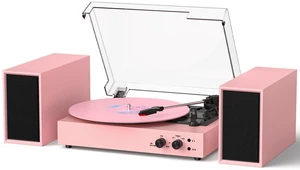 Record Player Bluetooth Turntable with Dual External Speakers 3-Speed Vinyl Record Player Vinyl to MP3 PC Recording & RCA/AUX Output Pink Record Player Bluetooth Turntable with Dual External Speakers 3-Speed Vinyl Record Player Vinyl to MP3 PC Recording & RCA/AUX Output Pink