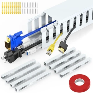 Open Slot Wiring Raceway Cable Duct,Cable Management Cord Track 123" open slot cable raceway,White 1.97x1.97",8 pcs desk wire channel to hide computer cables and cords Open Slot Wiring Raceway Cable Duct,Cable Management Cord Track 123" open slot cable raceway,White 1.97x1.97",8 pcs desk wire channel to hide computer cables and cords