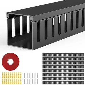 Open Slot Wiring Raceway Cable Duct,Cable Management Cord Track 123" open slot cable raceway,Black 1.97x1.97",8 pcs desk wire channel to hide computer cables and cords Open Slot Wiring Raceway Cable Duct,Cable Management Cord Track 123" open slot cable raceway,Black 1.97x1.97",8 pcs desk wire channel to hide computer cables and cords