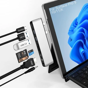 Surface Pro 2026(13-inch)/11/10/9/X Docking Station, Surface Pro 11 USB Hub with 4K HDMI, USB-C Thunderbolt 4 (Display+Data+100W PD), 2 USB 3.0, 3.5mm, SD/TF Card Slot for Surface Pro 2026/11/10/9/X Surface Pro 2026(13-inch)/11/10/9/X Docking Station, Surface Pro 11 USB Hub with 4K HDMI, USB-C Thunderbolt 4 (Display+Data+100W PD), 2 USB 3.0, 3.5mm, SD/TF Card Slot for Surface Pro 2026/11/10/9/X