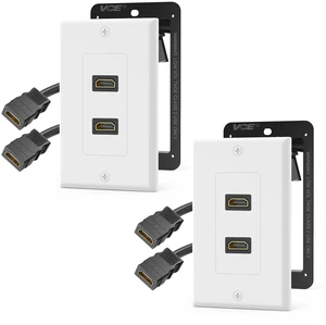 4K HDMI Outlet Wall Plate 2-Port Kit, with Mounting Bracket, 2 Pack Low Voltage Mounting Bracket Included, Supports 4K@60 Hz HDR ARC, HDMI Wall Plate Pass Through for Home Theater 4K HDMI Outlet Wall Plate 2-Port Kit, with Mounting Bracket, 2 Pack Low Voltage Mounting Bracket Included, Supports 4K@60 Hz HDR ARC, HDMI Wall Plate Pass Through for Home Theater