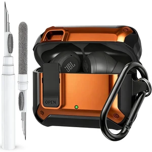 Compatible with JBL Vibe Beam/Beam 2 Case Cover Lock Clip with Cleaner Kit,Cool Protective JBL Vibe 200TWS Cover Men Women with Carabiner for JBL Vibe Beam 2 Charging Case - Orange Compatible with JBL Vibe Beam/Beam 2 Case Cover Lock Clip with Cleaner Kit,Cool Protective JBL Vibe 200TWS Cover Men Women with Carabiner for JBL Vibe Beam 2 Charging Case - Orange