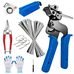 Metal Zip Ties Gun Set, 200Pcs Stainless Steel Cable Ties, Blue Heavy Duty Stainless Steel Cable Tie Gun Kit with 8 inch & 12 Inch Zip Ties for Chain Link Fence, Chicken Coop, Exhaust Pipes Metal Zip Ties Gun Set, 200Pcs Stainless Steel Cable Ties, Blue Heavy Duty Stainless Steel Cable Tie Gun Kit with 8 inch & 12 Inch Zip Ties for Chain Link Fence, Chicken Coop, Exhaust Pipes