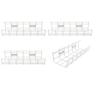 Under Desk Cable Management- 4 Pack Cord Organizer. Metal Wire Cable Management Tray for Office, Studio and Home. Super Sturdy Under Table Cable Managements - White Cable Organizer Under Desk Cable Management- 4 Pack Cord Organizer. Metal Wire Cable Management Tray for Office, Studio and Home. Super Sturdy Under Table Cable Managements - White Cable Organizer