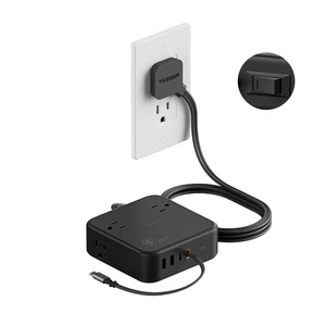 Surge Protector Extension Cord 5Ft, Flat Plug Power Strip 4 Outlets 4 USB Ports(1 USB C) 20W USB C Cable, USB Charger 1050 Joules Protection, Suitable for Home Office Dorm, Black Surge Protector Extension Cord 5Ft, Flat Plug Power Strip 4 Outlets 4 USB Ports(1 USB C) 20W USB C Cable, USB Charger 1050 Joules Protection, Suitable for Home Office Dorm, Black
