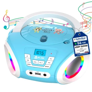Candy Boombox CD Player for Kids, FM Radio, Battery Operated Colorful Disco Lights, Great Gift for Listening to Music and Audiobooks - Blue Candy Boombox CD Player for Kids, FM Radio, Battery Operated Colorful Disco Lights, Great Gift for Listening to Music and Audiobooks - Blue