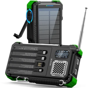Hand Crank Emergency Radio, NOAA Weather Radio AM/FM, Solar Powered 20000mAh Solar Power Bank, Built-in 4 Cables, Flashlight, Bluetooth Speaker, SOS Alarm for Hurricane, Camping, Home, Outdoor Hand Crank Emergency Radio, NOAA Weather Radio AM/FM, Solar Powered 20000mAh Solar Power Bank, Built-in 4 Cables, Flashlight, Bluetooth Speaker, SOS Alarm for Hurricane, Camping, Home, Outdoor