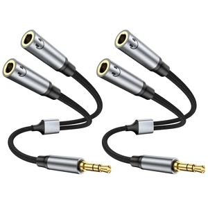 3.5mm Headphone Splitter, Dual 3.5mm Female Headphone Jack Audio Stereo, Extension Cable Audio Y Splitter for PS4, PS5, Xbox, Switch, PC Gaming Headsets, Phone 3.5mm Headphone Splitter, Dual 3.5mm Female Headphone Jack Audio Stereo, Extension Cable Audio Y Splitter for PS4, PS5, Xbox, Switch, PC Gaming Headsets, Phone