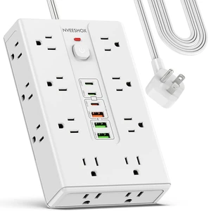 Surge Protector Power Strip 6.5 FT Cord with 16 AC Outlets 6 USB-C Ports Extension Cord with Multiple Outlets, Desktop Charging Station, Flat Plug Outlet Extender for Home Office Dorm Surge Protector Power Strip 6.5 FT Cord with 16 AC Outlets 6 USB-C Ports Extension Cord with Multiple Outlets, Desktop Charging Station, Flat Plug Outlet Extender for Home Office Dorm