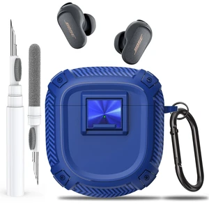 for New Bose QuietComfort Ultra Earbuds (2nd Gen 2025)/Ultra 2023/II 2022 Case Cover with Lock Clip&Cleaner kit, Rugged Shockproof Protective Bose QC Ultra 2 Hard Skin with Carabiner - Blue for New Bose QuietComfort Ultra Earbuds (2nd Gen 2025)/Ultra 2023/II 2022 Case Cover with Lock Clip&Cleaner kit, Rugged Shockproof Protective Bose QC Ultra 2 Hard Skin with Carabiner - Blue