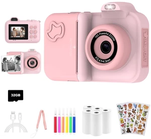 Instant Print Camera for Kids Ages 4-12, Birthday Gift for Girl boy Instantly print photos, record 1080P videos, take selfies, and create with 5 paper rolls, stickers, pens, and a 32GB card Instant Print Camera for Kids Ages 4-12, Birthday Gift for Girl boy Instantly print photos, record 1080P videos, take selfies, and create with 5 paper rolls, stickers, pens, and a 32GB card