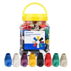 200-Pack Cat6/Cat5e RJ45 Strain Relief Boots, Multicolor Suitable for 6.5mm (0.25in) Ethernet Cables, RJ45 Boot, Cat 6 Boot 200-Pack Cat6/Cat5e RJ45 Strain Relief Boots, Multicolor Suitable for 6.5mm (0.25in) Ethernet Cables, RJ45 Boot, Cat 6 Boot