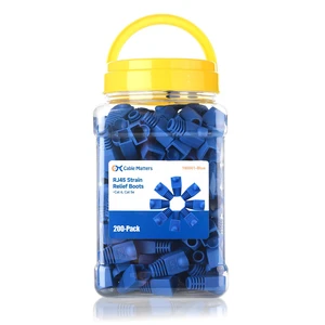 200-Pack Cat6/Cat5e RJ45 Strain Relief Boots, Blue Suitable for 6.5mm (0.25in) Ethernet Cables, RJ45 Boot, Cat 6 Boot 200-Pack Cat6/Cat5e RJ45 Strain Relief Boots, Blue Suitable for 6.5mm (0.25in) Ethernet Cables, RJ45 Boot, Cat 6 Boot