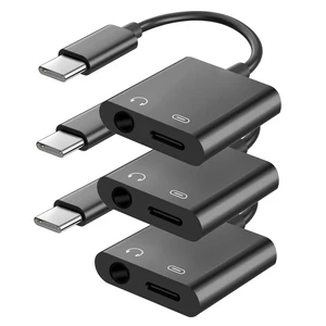 USB C to 3.5mm Headphone Jack and Charger Adapter, 2-in-1 Audio & Fast Charging Splitter for Apple iPhone 17/16/15/Pro/Pro Max, iPad, Samsung, Pixel, and More 3Pack Black USB C to 3.5mm Headphone Jack and Charger Adapter, 2-in-1 Audio & Fast Charging Splitter for Apple iPhone 17/16/15/Pro/Pro Max, iPad, Samsung, Pixel, and More 3Pack Black
