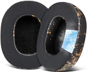 Cooling-Gel Replacement Earpads for Skullcandy Hesh 3/ANC/Evo & Crusher Wireless/540/ANC/Evo & Venue ANC Over-Ear Headphones, Ear Pads Cushions with Ice Silk Fabric - Black Gold Cooling-Gel Replacement Earpads for Skullcandy Hesh 3/ANC/Evo & Crusher Wireless/540/ANC/Evo & Venue ANC Over-Ear Headphones, Ear Pads Cushions with Ice Silk Fabric - Black Gold