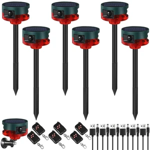 6 Pack Solar Outdoor Motion Sensor Alarm-Dog Barking&Gunshot Sound Support Recording Animal Deterrent for Home Security, 13 Kinds of Sounds (Red) 6 Pack Solar Outdoor Motion Sensor Alarm-Dog Barking&Gunshot Sound Support Recording Animal Deterrent for Home Security, 13 Kinds of Sounds (Red)
