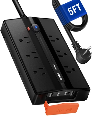 Outdoor Power Strip Weatherproof, 6 Outlet 4 USB 5FT Extension Cord Wide Spaced Outlets for Bulky Plugs, IPX6 Waterproof, 1625W/13A, 2 USB C & 2 USB A, Wall Mount for Patio,Home, UL Listed Outdoor Power Strip Weatherproof, 6 Outlet 4 USB 5FT Extension Cord Wide Spaced Outlets for Bulky Plugs, IPX6 Waterproof, 1625W/13A, 2 USB C & 2 USB A, Wall Mount for Patio,Home, UL Listed