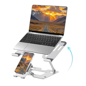 Ergonomic 2-in-1 Laptop Phone Stand for Desk, Adjustable Riser, Sturdy and Portable, Fits All Laptops and PhoneWhite Ergonomic 2-in-1 Laptop Phone Stand for Desk, Adjustable Riser, Sturdy and Portable, Fits All Laptops and PhoneWhite
