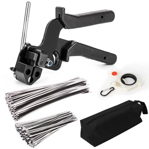 Metal Zip Ties Gun Set, 200Pcs Stainless Steel Cable Ties, Black Heavy Duty Stainless Steel Cable Tie Gun Kit with 8 inch & 12 Inch Zip Ties for Chain Link Fence, Chicken Coop, Exhaust Pipes Metal Zip Ties Gun Set, 200Pcs Stainless Steel Cable Ties, Black Heavy Duty Stainless Steel Cable Tie Gun Kit with 8 inch & 12 Inch Zip Ties for Chain Link Fence, Chicken Coop, Exhaust Pipes