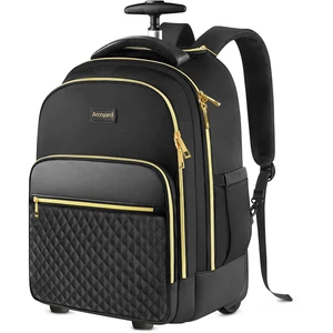 Rolling Backpack for Women, 17.3 Inch Travel Backpack with Wheels Wheeled Laptop Backpack, Water Resistant Carry On Luggage, Anti Theft Business Bag for Work College, Black Rolling Backpack for Women, 17.3 Inch Travel Backpack with Wheels Wheeled Laptop Backpack, Water Resistant Carry On Luggage, Anti Theft Business Bag for Work College, Black