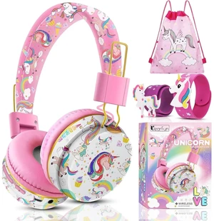 Unicorn Kids Bluetooth Headphones, 85dB Safe Volume Limit For kids at school, tablet, travel, or airplane use, enjoy wireless mode, mic, Bluetooth 5.2, fast charging, foldable design Unicorn Kids Bluetooth Headphones, 85dB Safe Volume Limit For kids at school, tablet, travel, or airplane use, enjoy wireless mode, mic, Bluetooth 5.2, fast charging, foldable design