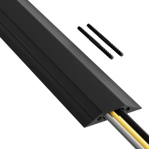 6ft Floor Cord Cover, Made in USA Linkable Cable Protector, Hide Extension Cords, Protect Cords, Prevent Cable Trips, Cord Hider, Heavy Duty - Cord Cavity = 1.18" (W) x 0.39" (H) - Black 6ft Floor Cord Cover, Made in USA Linkable Cable Protector, Hide Extension Cords, Protect Cords, Prevent Cable Trips, Cord Hider, Heavy Duty - Cord Cavity = 1.18" (W) x 0.39" (H) - Black