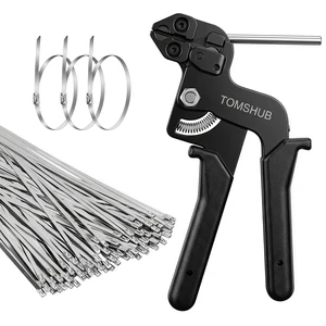 Metal Zip Tie Tool Kit, 100pcs 11.8 Inch Stainless Steel Zip Ties Heavy Duty Self-locking Cable Tie Gun Kit for Fastening and Cutting Fence Exhaust Pipe Outdoor Metal Zip Tie Tool Kit, 100pcs 11.8 Inch Stainless Steel Zip Ties Heavy Duty Self-locking Cable Tie Gun Kit for Fastening and Cutting Fence Exhaust Pipe Outdoor