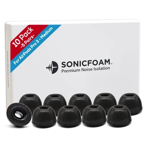 SFAir-3 Pro Medium - Memory Foam Earbud Tips - 5 Pairs - Black Fits Airpods Pro 3, One Pair Lasts up to 4 weeks, Fits in Charging Case SFAir-3 Pro Medium - Memory Foam Earbud Tips - 5 Pairs - Black Fits Airpods Pro 3, One Pair Lasts up to 4 weeks, Fits in Charging Case
