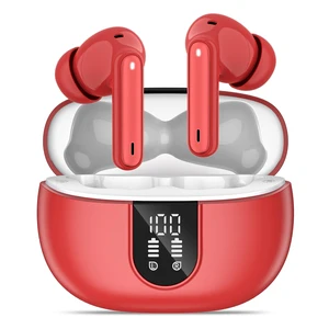 Wireless Earbuds, Bluetooth 5.3 Headphones 40Hrs Playtime Deep Bass Stereo, LED Power Display, Call Noise Canceling Headphones with Mic, IP7 Waterproof Earphones for iOS Android Red Wireless Earbuds, Bluetooth 5.3 Headphones 40Hrs Playtime Deep Bass Stereo, LED Power Display, Call Noise Canceling Headphones with Mic, IP7 Waterproof Earphones for iOS Android Red