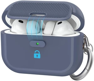 for AirPods Pro 3 Case (2025) Silicone with Lock One-Piece Design Button Lock Design, magsafe charging, Anti-Drop Latching Cover, Carabiner included, Midnight Blue for AirPods Pro 3 Case (2025) Silicone with Lock One-Piece Design Button Lock Design, magsafe charging, Anti-Drop Latching Cover, Carabiner included, Midnight Blue