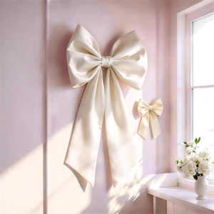 Ivory Bow Decor 2 Pack, Large Small Size Bow Wall Decor Ivory Coquette Bow For Girls Room, Two Size Decorations For Birthday Bachelorette Bridal Shower Wedding Christmas Ivory Bow Decor 2 Pack, Large Small Size Bow Wall Decor Ivory Coquette Bow For Girls Room, Two Size Decorations For Birthday Bachelorette Bridal Shower Wedding Christmas
