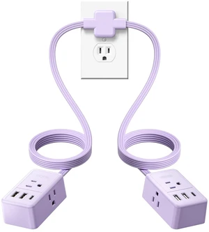 Double Extension Cord 12 FT, Split Extension Cord with Flat Plug 20W Fast Charging USB C Port, 6FT Purple Ultra Thin Extension Cord on Each Side, 3 Non Blocking Outlets, Home Dorm Essentials Double Extension Cord 12 FT, Split Extension Cord with Flat Plug 20W Fast Charging USB C Port, 6FT Purple Ultra Thin Extension Cord on Each Side, 3 Non Blocking Outlets, Home Dorm Essentials