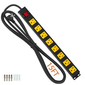 8 Outlet Metal Heavy Duty Long Power Strip, 2100J Surge Protector with 15 FT Extension Cord, Wide Spaced and Wall Mount Powerstrip for Home, Industrial, Workshop & Garage (15FT) 8 Outlet Metal Heavy Duty Long Power Strip, 2100J Surge Protector with 15 FT Extension Cord, Wide Spaced and Wall Mount Powerstrip for Home, Industrial, Workshop & Garage (15FT)