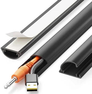 42.5in Adhesive Cord Hider Wall, Mounted TV Cord Cover Kit, Multiple Cable Raceways for Wall Corner, Wire Cover Hiders for 1-2 Cables, 1.18" W X 0.43" H, Black 42.5in Adhesive Cord Hider Wall, Mounted TV Cord Cover Kit, Multiple Cable Raceways for Wall Corner, Wire Cover Hiders for 1-2 Cables, 1.18" W X 0.43" H, Black