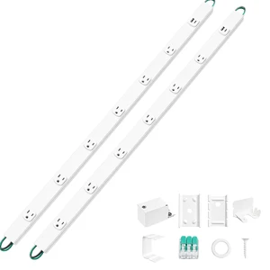 2 Pack Under Cabinet Power Strip Hardwire, 6 Tamper Resistant Outlets with 2 USB, Full-Metal Hardwired, Linkable, Power Strip for Conference Tables workbenches, ETL Listed, 15A, White 2 Pack Under Cabinet Power Strip Hardwire, 6 Tamper Resistant Outlets with 2 USB, Full-Metal Hardwired, Linkable, Power Strip for Conference Tables workbenches, ETL Listed, 15A, White