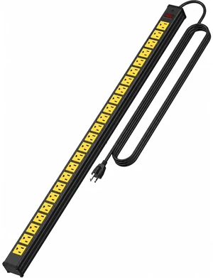24 Outlet Long Power Strip,Heavy Duty Metal Socket Power Strip,Aluminum with 15-Foot Extension Power Cord,ETL Certified for Home, Office, Garage and Workshop Black and Yellow 24 Outlet Long Power Strip,Heavy Duty Metal Socket Power Strip,Aluminum with 15-Foot Extension Power Cord,ETL Certified for Home, Office, Garage and Workshop Black and Yellow
