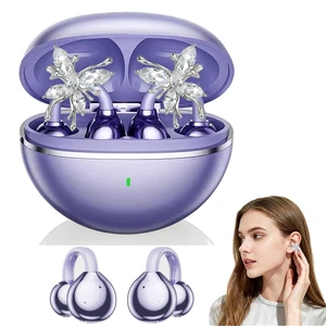 Jewelry-Inspired Clip-On Earbuds with Detachable Sparkle Butterfly Earrings 2026 New Open Ear Wireless Headphones for Women, Bluetooth 6.0, 50H Playtime, Low Latency, Sports & Workouts, Purple Jewelry-Inspired Clip-On Earbuds with Detachable Sparkle Butterfly Earrings 2026 New Open Ear Wireless Headphones for Women, Bluetooth 6.0, 50H Playtime, Low Latency, Sports & Workouts, Purple