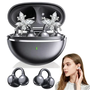 Jewelry-Inspired Clip-On Earbuds with Detachable Sparkle Butterfly Earrings 2026 New Open Ear Wireless Headphones for Women, Bluetooth 6.0, 50H Playtime, Low Latency, Sports & Workouts, Black Jewelry-Inspired Clip-On Earbuds with Detachable Sparkle Butterfly Earrings 2026 New Open Ear Wireless Headphones for Women, Bluetooth 6.0, 50H Playtime, Low Latency, Sports & Workouts, Black