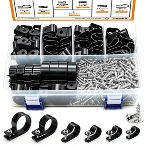 306PCS Cable Clips Assortment Kit Nylon R-Type Wire Mount Clamps 6 sizes: 3/16,1/4,3/8,1/2,3/4,1 inch, Nylon Plastic cable clamps with screws for cable management 306PCS Cable Clips Assortment Kit Nylon R-Type Wire Mount Clamps 6 sizes: 3/16,1/4,3/8,1/2,3/4,1 inch, Nylon Plastic cable clamps with screws for cable management
