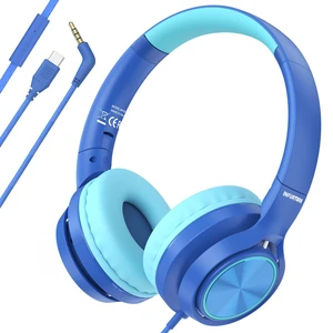 Kids Headphones for School with 3.5mm/USB C Headphones & HD Mic Blue Headphone for Boys Girls, Comfort Type C Headphone, Safe Volume for iPad/Travel/Tablets/Classroom, Back to School gift Kids Headphones for School with 3.5mm/USB C Headphones & HD Mic Blue Headphone for Boys Girls, Comfort Type C Headphone, Safe Volume for iPad/Travel/Tablets/Classroom, Back to School gift