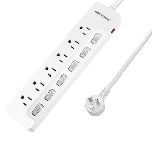 Power Strip Surge Protector with Individual Switches,6-Foot 14AWG Long Extension Cord 1875W/15A Wall Mount for Office Dorm Home Theatre (6outlets-6ft) Power Strip Surge Protector with Individual Switches,6-Foot 14AWG Long Extension Cord 1875W/15A Wall Mount for Office Dorm Home Theatre (6outlets-6ft)